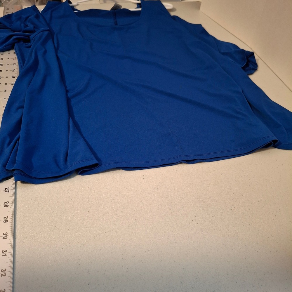 Catherines Cold Shoulder Top Blue Plus Size 4X Polyester‎ Spandex - Picture 3 of 7